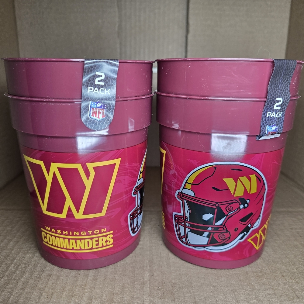Bundle of 4 NEW NFL Washington Commanders 25oz Plastic Drinking Cups-Redskins,DC